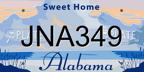 JNA349 Alabama License Plate