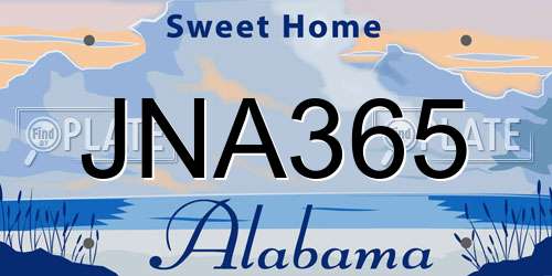 JNA365 Alabama License Plate