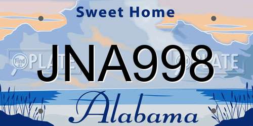 JNA998 Alabama License Plate