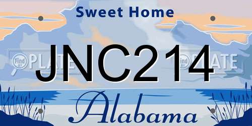 JNC214 Alabama License Plate