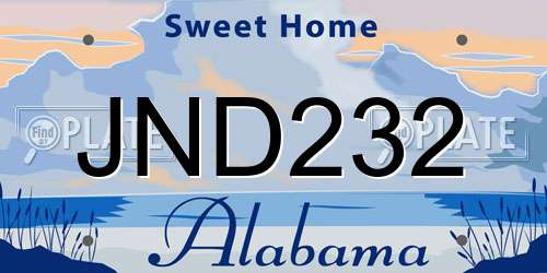JND232 Alabama License Plate