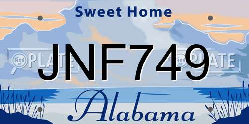 JNF749 Alabama License Plate