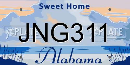 JNG311 Alabama License Plate