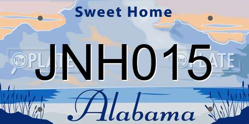 JNH015 Alabama License Plate