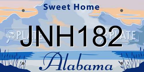 JNH182 Alabama License Plate