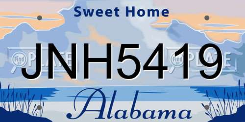 JNH5419 Alabama License Plate
