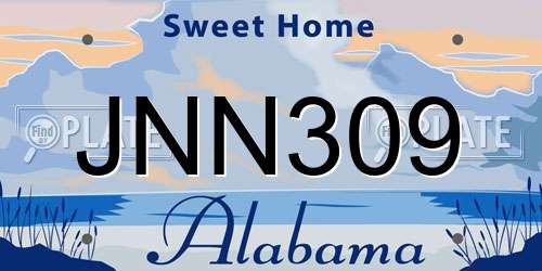 JNN309 Alabama License Plate