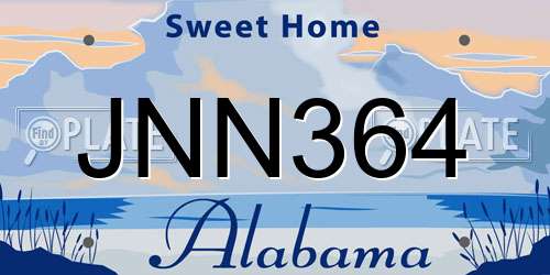 JNN364 Alabama License Plate