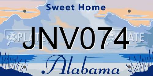 JNV074 Alabama License Plate