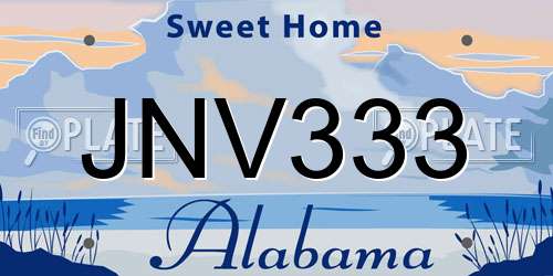 JNV333 Alabama License Plate