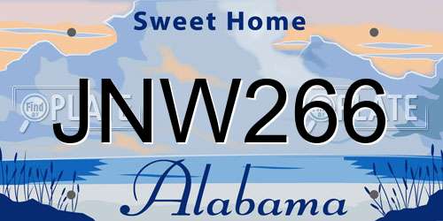 JNW266 Alabama License Plate