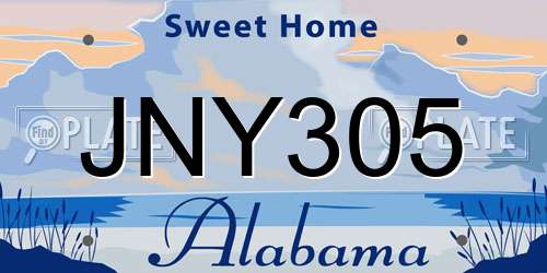 JNY305 Alabama License Plate