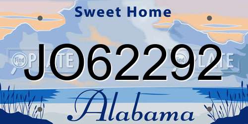 JO62292 Alabama License Plate