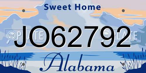 JO62792 Alabama License Plate