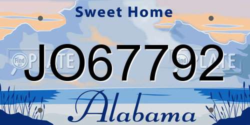 JO67792 Alabama License Plate