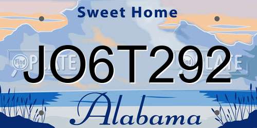 JO6T292 Alabama License Plate