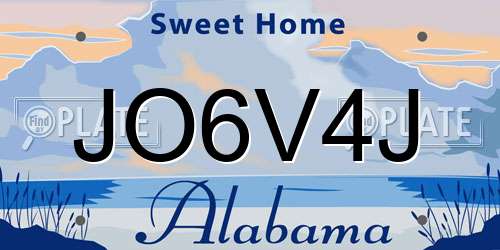 JO6V4J Alabama License Plate