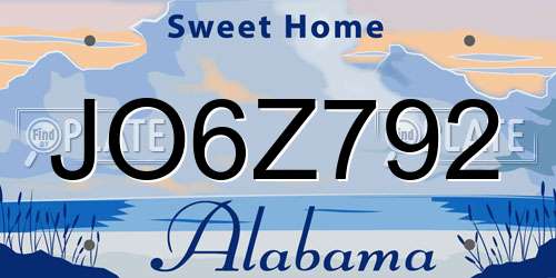 JO6Z792 Alabama License Plate