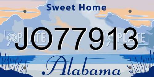 JO77913 Alabama License Plate