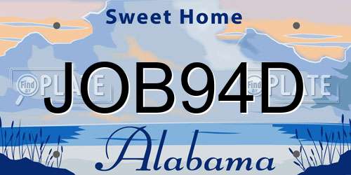 JOB94D Alabama License Plate
