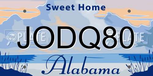 JODQ80 Alabama License Plate