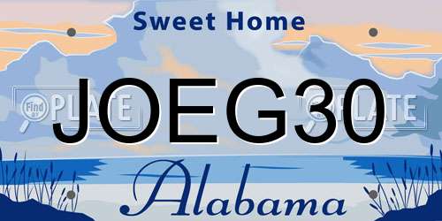 JOEG30 Alabama License Plate