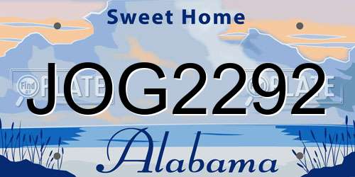 JOG2292 Alabama License Plate