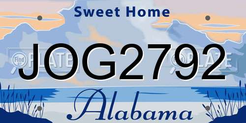 JOG2792 Alabama License Plate