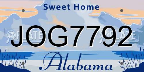 JOG7792 Alabama License Plate