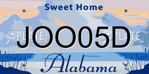 JOO05D Alabama License Plate