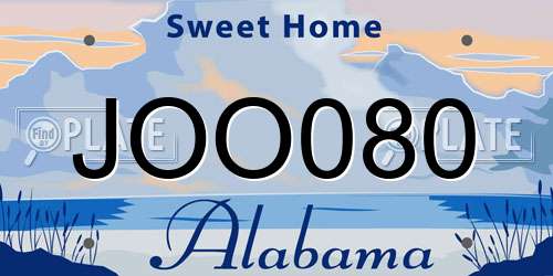 JOO080 Alabama License Plate