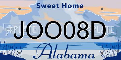JOO08D Alabama License Plate