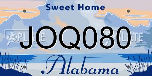 JOQ080 Alabama License Plate