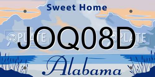 JOQ08D Alabama License Plate