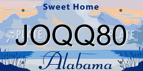 JOQQ80 Alabama License Plate