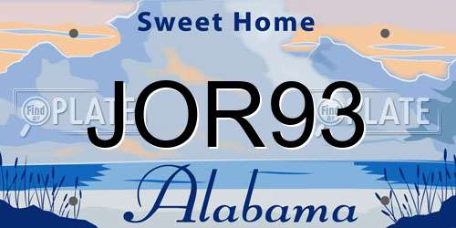 JOR93 Alabama License Plate