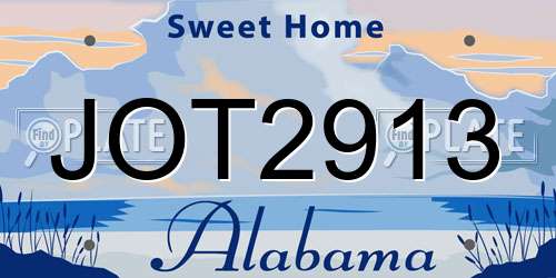 JOT2913 Alabama License Plate