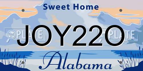 JOY22O Alabama License Plate