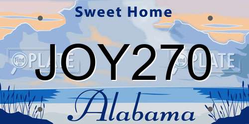 JOY270 Alabama License Plate