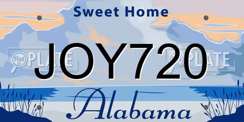 JOY720 Alabama License Plate