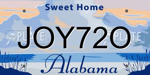 JOY72O Alabama License Plate