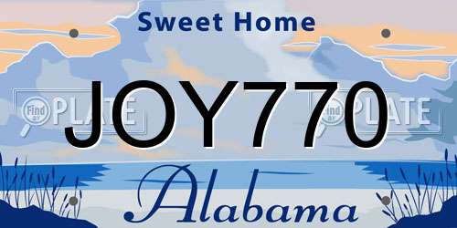 JOY770 Alabama License Plate