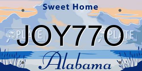 JOY77O Alabama License Plate