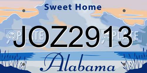 JOZ2913 Alabama License Plate