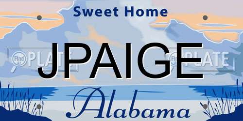 JPAIGE Alabama License Plate