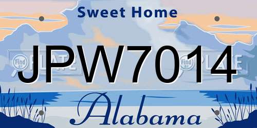 JPW7014 Alabama License Plate