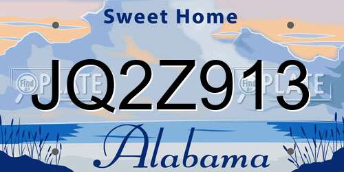 JQ2Z913 Alabama License Plate