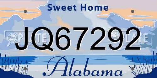 JQ67292 Alabama License Plate