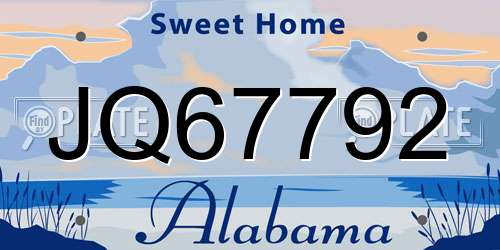 JQ67792 Alabama License Plate