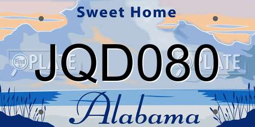 JQD080 Alabama License Plate